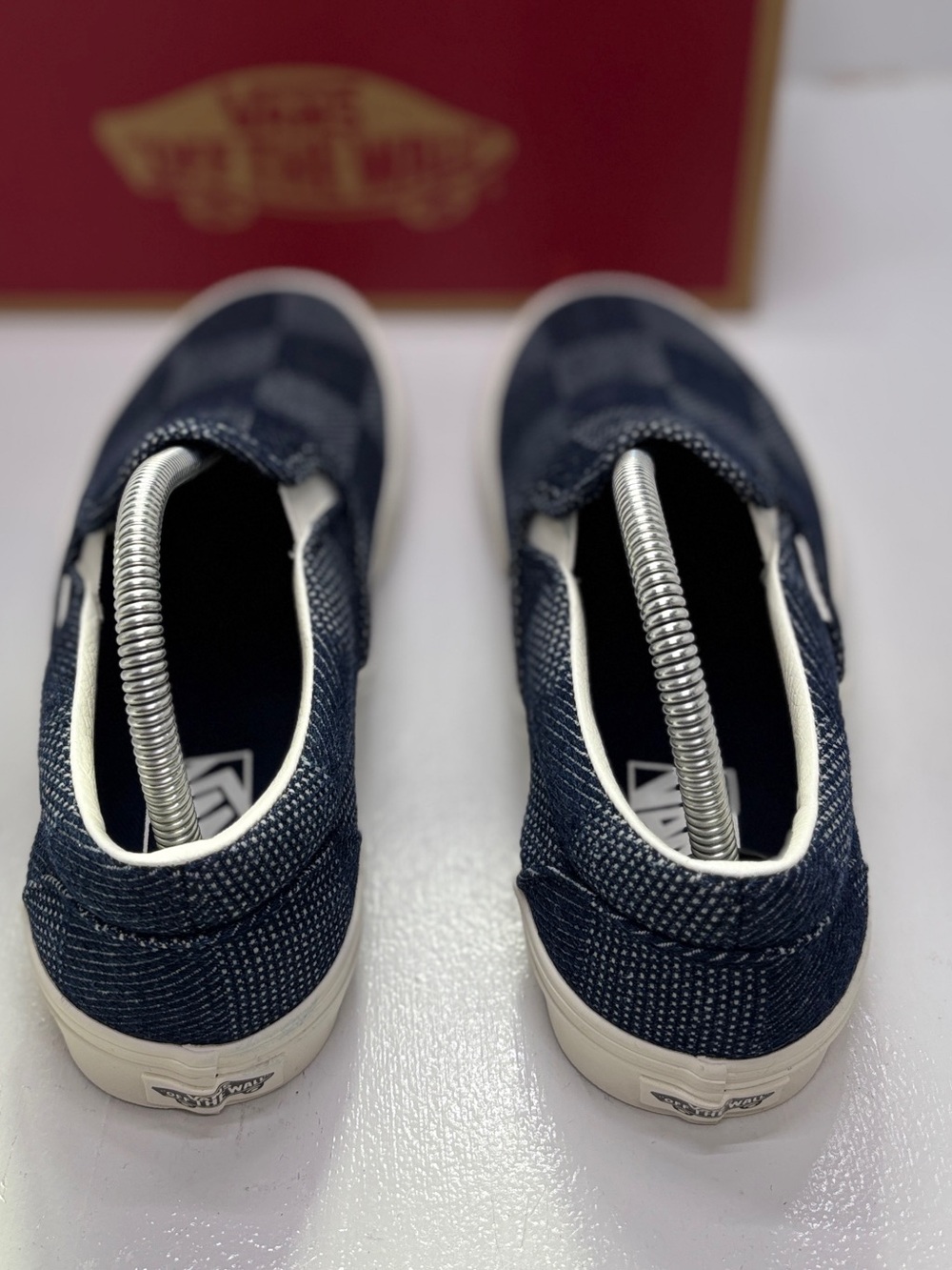 Vans Classic Slip-On Checkerboard Denim Blue Sneakers Men's 8 Women's 9.5 EU 40. - Picture 9 of 10